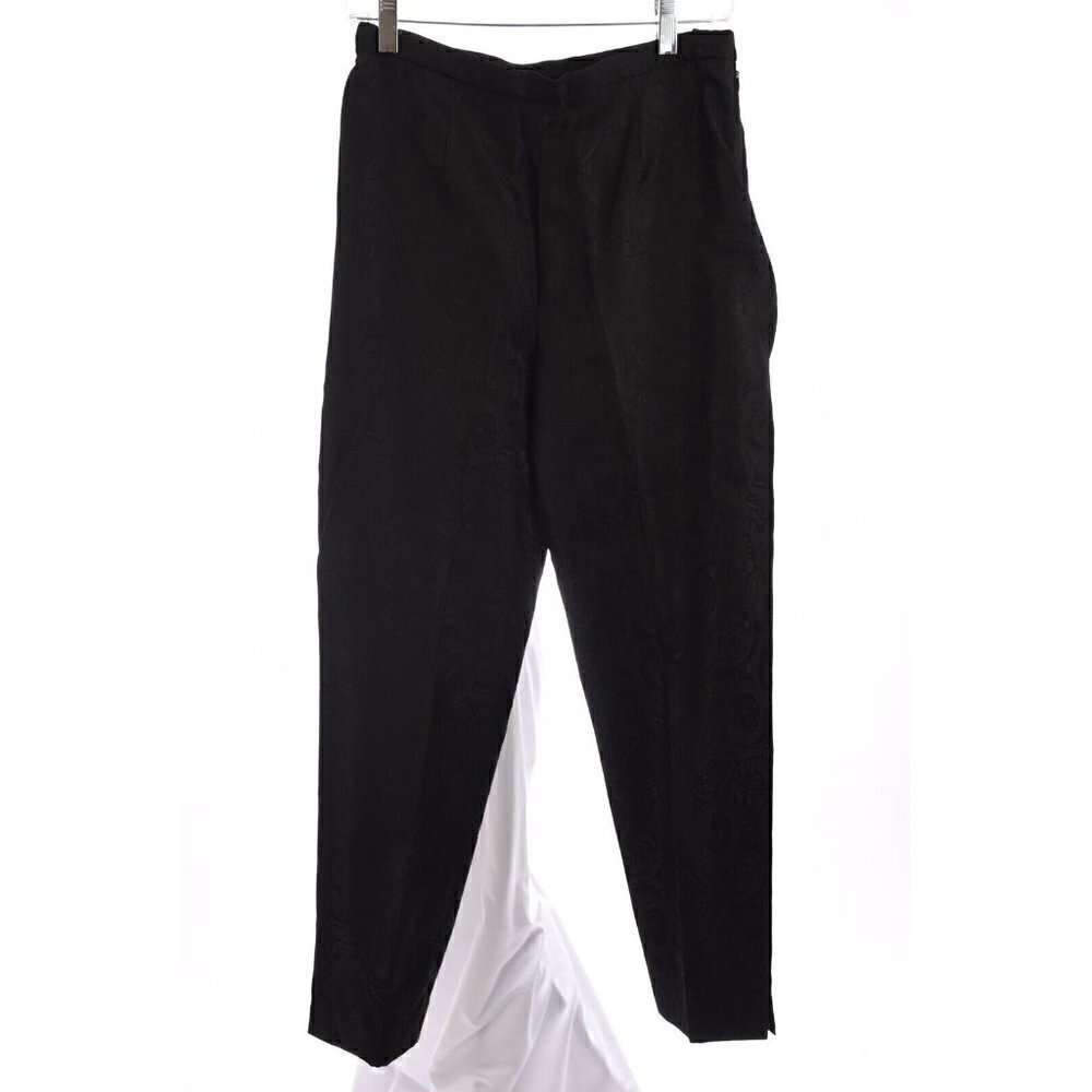 Jones New York Country Womens Sz 8 Jacquard Dress Pants Print Black m